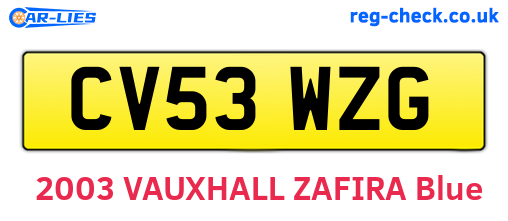 CV53WZG are the vehicle registration plates.