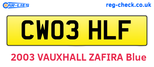 CW03HLF are the vehicle registration plates.