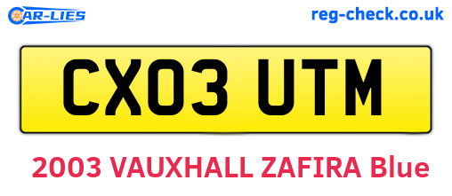 CX03UTM are the vehicle registration plates.
