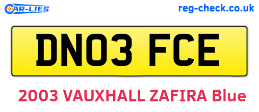 DN03FCE are the vehicle registration plates.