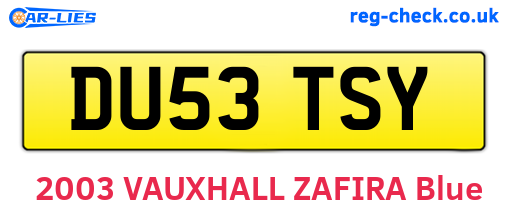 DU53TSY are the vehicle registration plates.