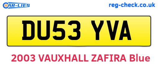 DU53YVA are the vehicle registration plates.