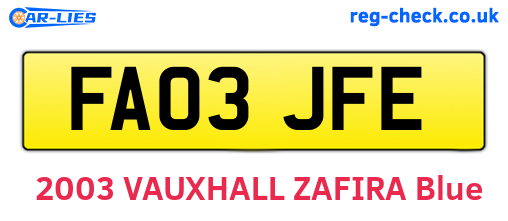 FA03JFE are the vehicle registration plates.