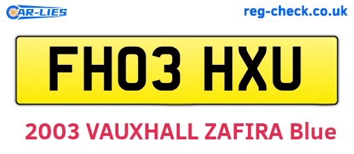 FH03HXU are the vehicle registration plates.