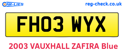 FH03WYX are the vehicle registration plates.