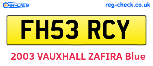 FH53RCY are the vehicle registration plates.