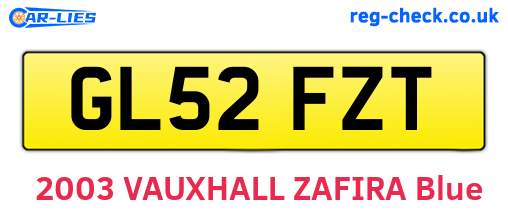 GL52FZT are the vehicle registration plates.