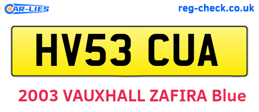 HV53CUA are the vehicle registration plates.