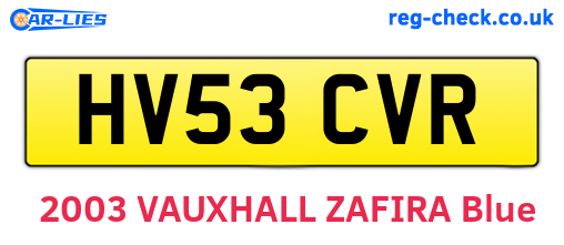 HV53CVR are the vehicle registration plates.