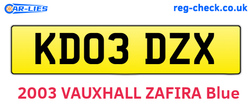 KD03DZX are the vehicle registration plates.