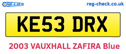 KE53DRX are the vehicle registration plates.