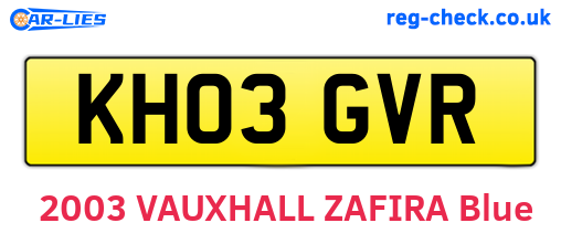 KH03GVR are the vehicle registration plates.