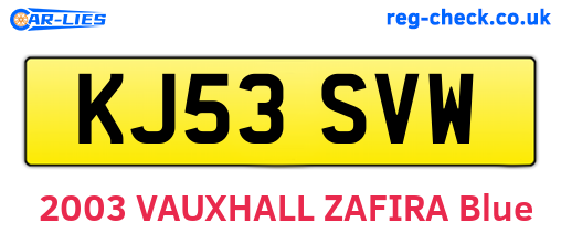 KJ53SVW are the vehicle registration plates.