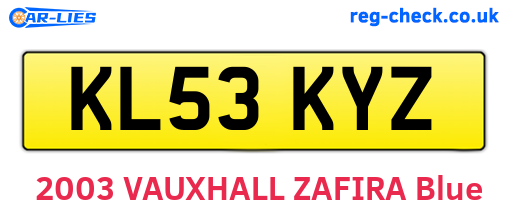 KL53KYZ are the vehicle registration plates.