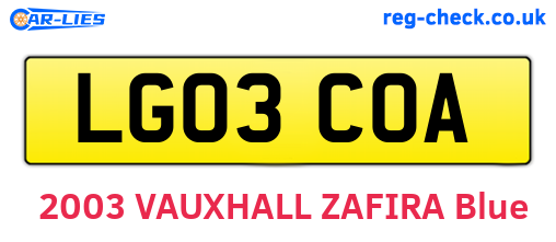 LG03COA are the vehicle registration plates.