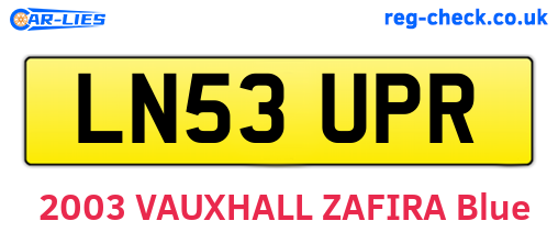 LN53UPR are the vehicle registration plates.