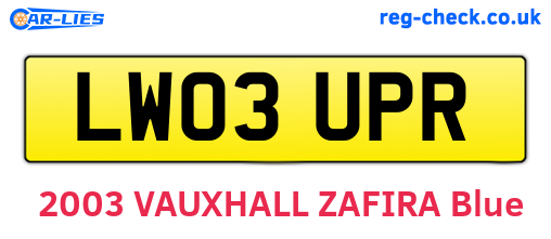 LW03UPR are the vehicle registration plates.