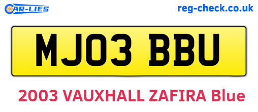 MJ03BBU are the vehicle registration plates.
