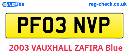 PF03NVP are the vehicle registration plates.