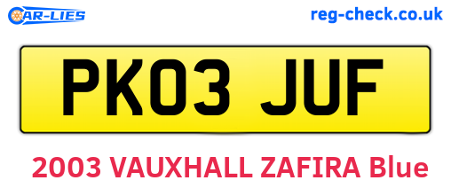 PK03JUF are the vehicle registration plates.