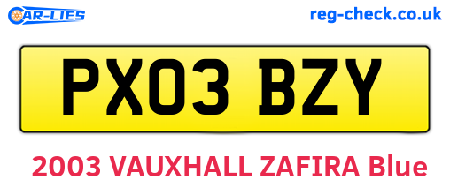PX03BZY are the vehicle registration plates.