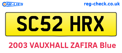 SC52HRX are the vehicle registration plates.