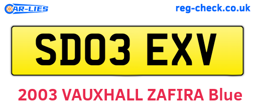 SD03EXV are the vehicle registration plates.