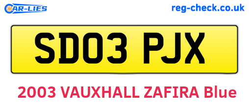 SD03PJX are the vehicle registration plates.
