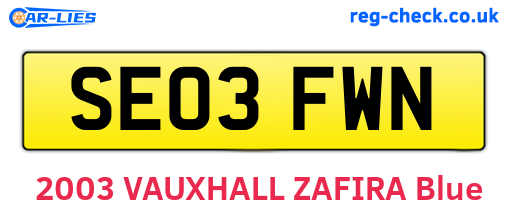 SE03FWN are the vehicle registration plates.