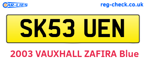 SK53UEN are the vehicle registration plates.