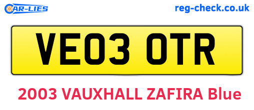 VE03OTR are the vehicle registration plates.
