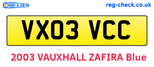 VX03VCC are the vehicle registration plates.