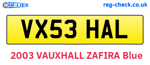 VX53HAL are the vehicle registration plates.