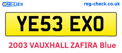 YE53EXO are the vehicle registration plates.