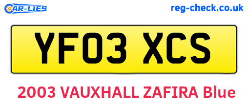 YF03XCS are the vehicle registration plates.