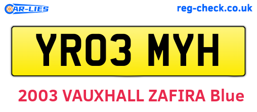 YR03MYH are the vehicle registration plates.