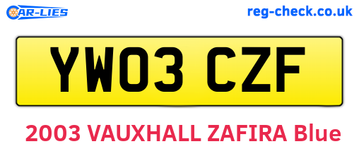 YW03CZF are the vehicle registration plates.