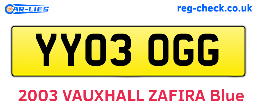 YY03OGG are the vehicle registration plates.