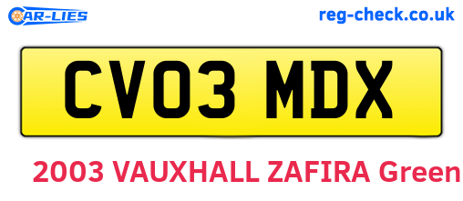 CV03MDX are the vehicle registration plates.