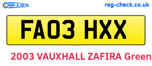 FA03HXX are the vehicle registration plates.