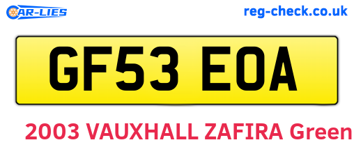 GF53EOA are the vehicle registration plates.