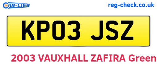 KP03JSZ are the vehicle registration plates.