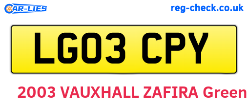 LG03CPY are the vehicle registration plates.