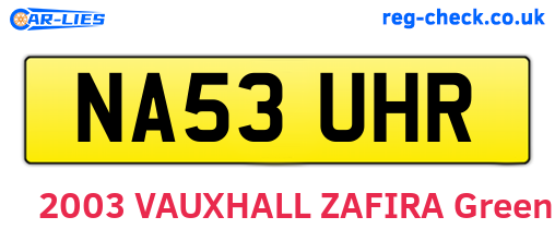 NA53UHR are the vehicle registration plates.