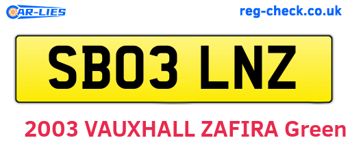 SB03LNZ are the vehicle registration plates.