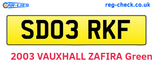 SD03RKF are the vehicle registration plates.