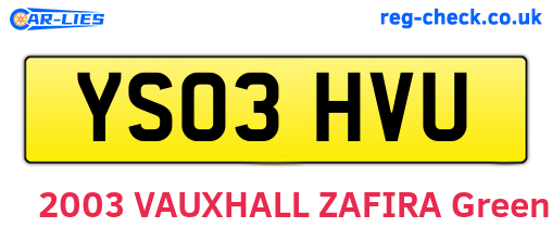 YS03HVU are the vehicle registration plates.