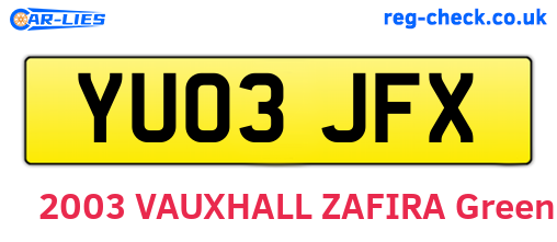 YU03JFX are the vehicle registration plates.