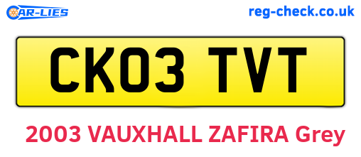 CK03TVT are the vehicle registration plates.