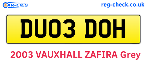 DU03DOH are the vehicle registration plates.